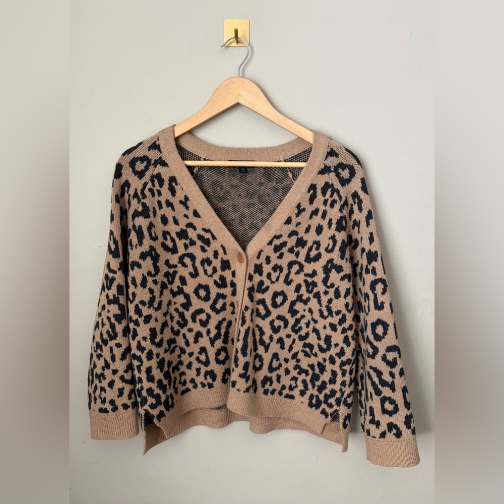 J. Crew Leopard Print Cardigan in Tan and Black